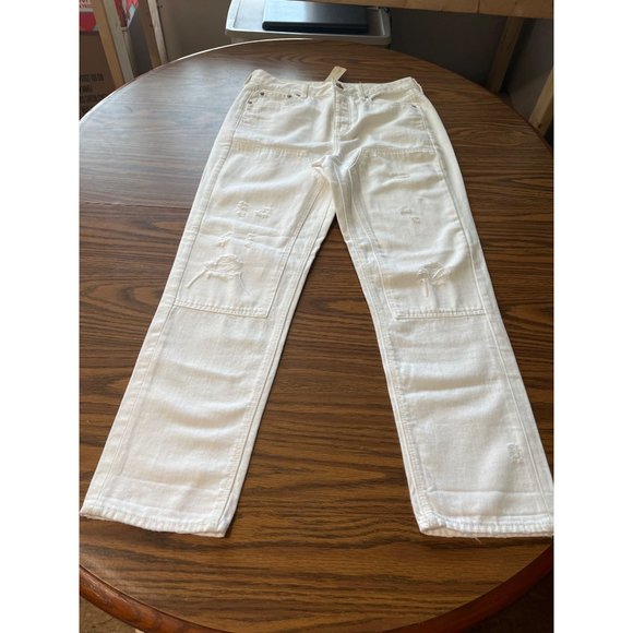 American Eagle Outfitters Tom Girl hi-rise woman’s white distressed jeans NWT - Picture 1 of 13